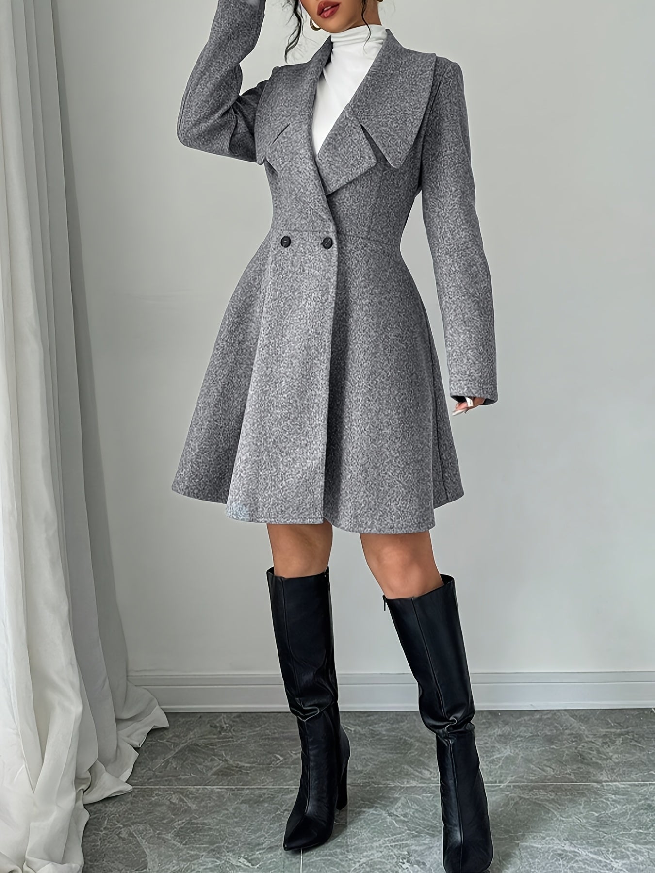 Talia™ | Manteau robe évasé à col cascade
