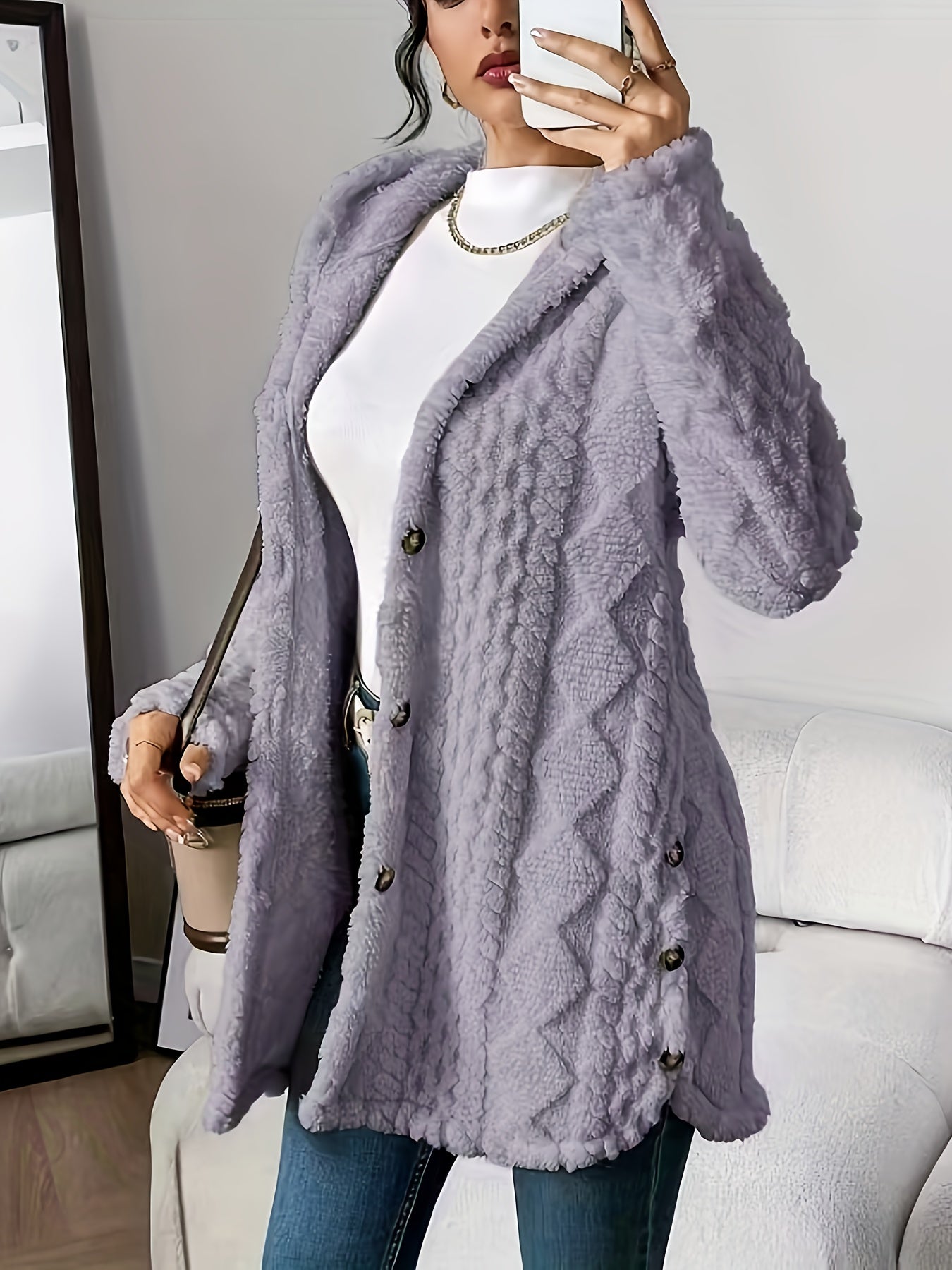 Fleur™ | Cardigan Doublé en Peluche, Élégance Confortable