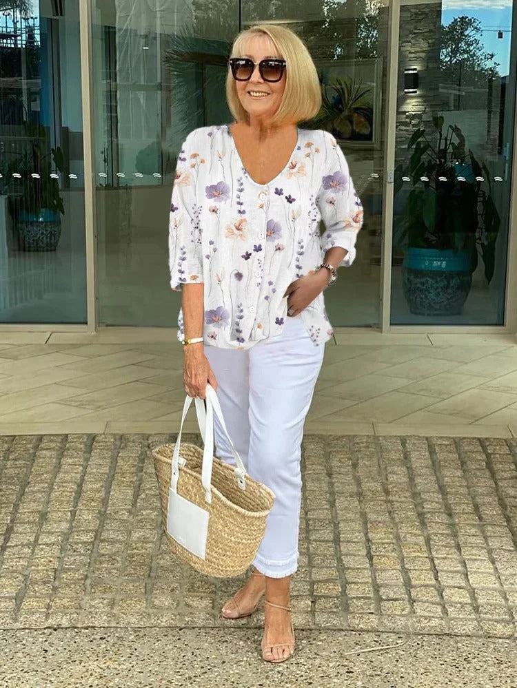 Elorine™ | Blouse Florale Élégante