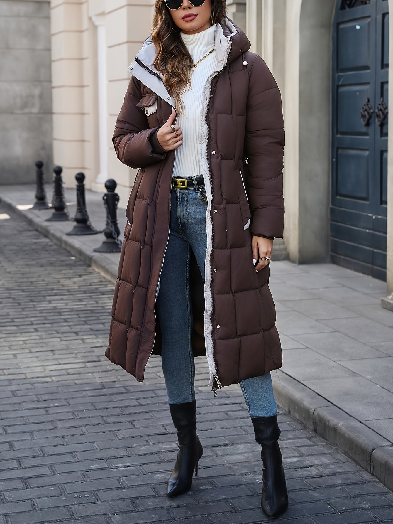 Alessandra™ | Manteau d'hiver long avec capuche et ceinture