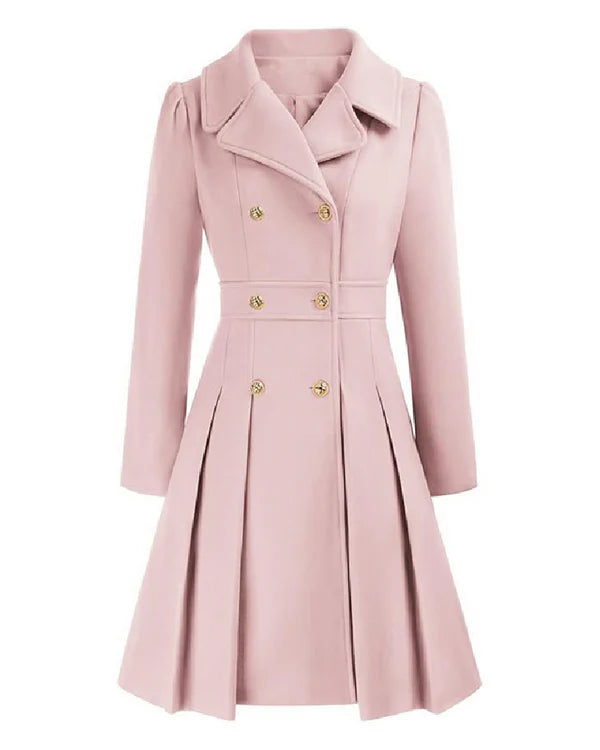 Sofia™ | Manteau croisé évasé à boutons dorés