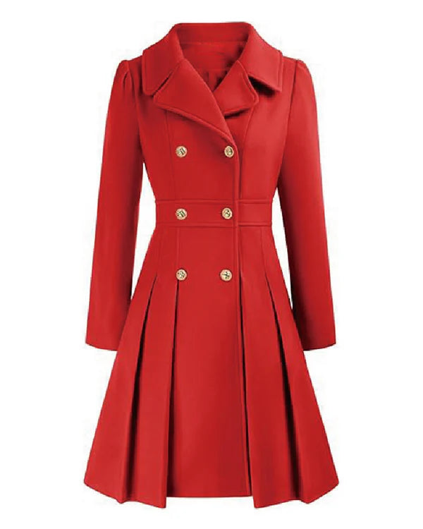 Sofia™ | Manteau croisé évasé à boutons dorés