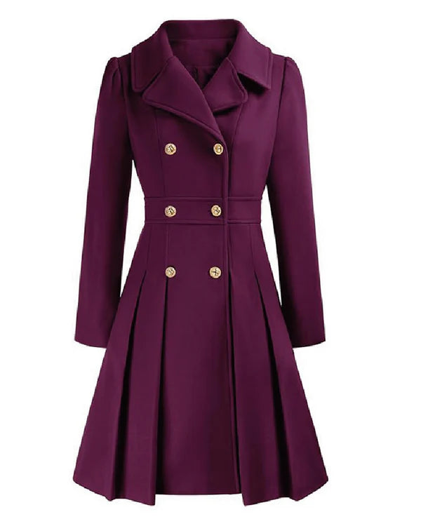 Sofia™ | Manteau croisé évasé à boutons dorés