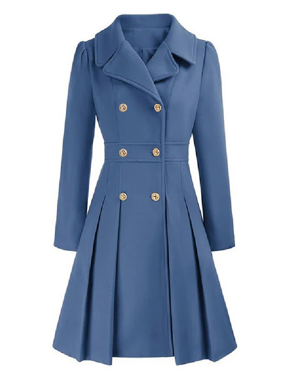 Sofia™ | Manteau croisé évasé à boutons dorés