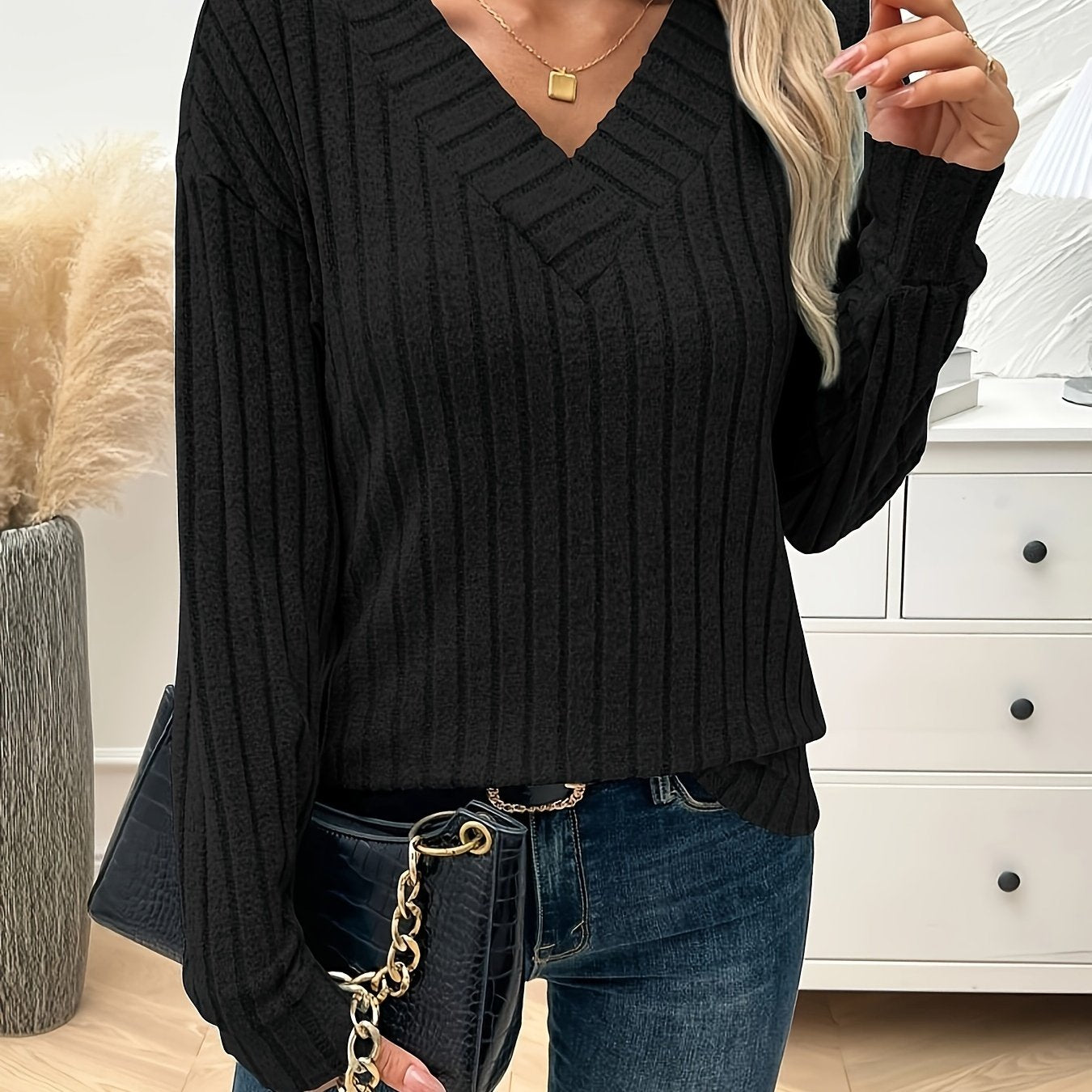 Wilhelmina™ | Pull V-Cou Ribs Ample et Confortable