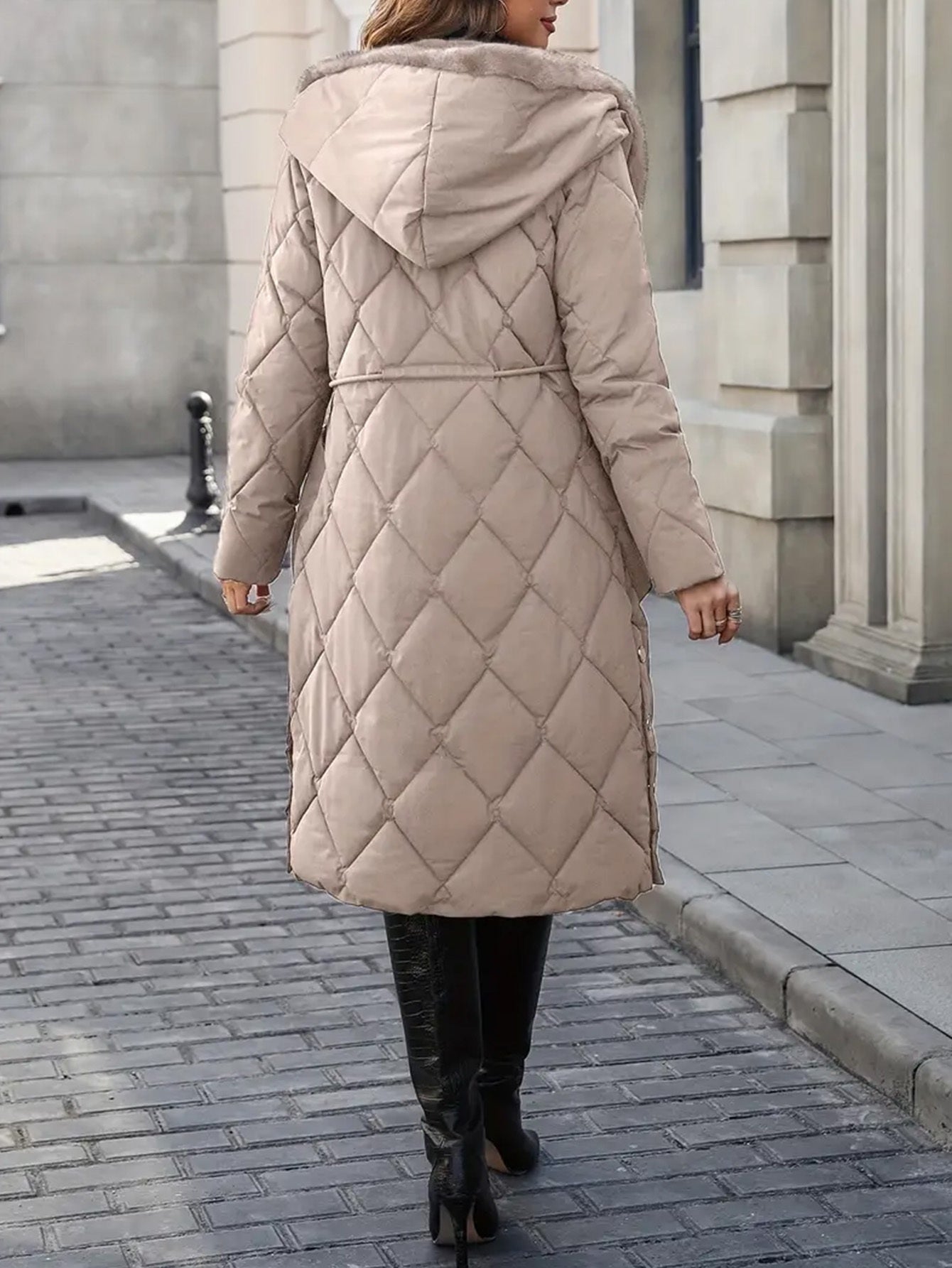 Axelle™ | Veste Puffer Longue Matelassée en Fausse Fourrure