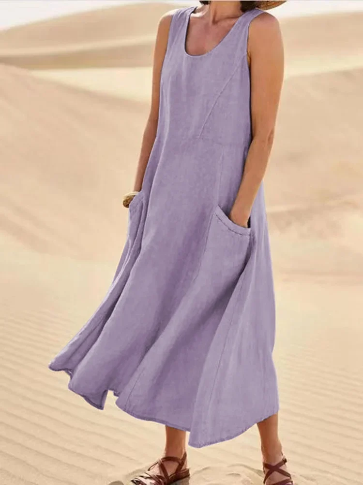 Naysi™ | Robe Élégante en Lin et Coton