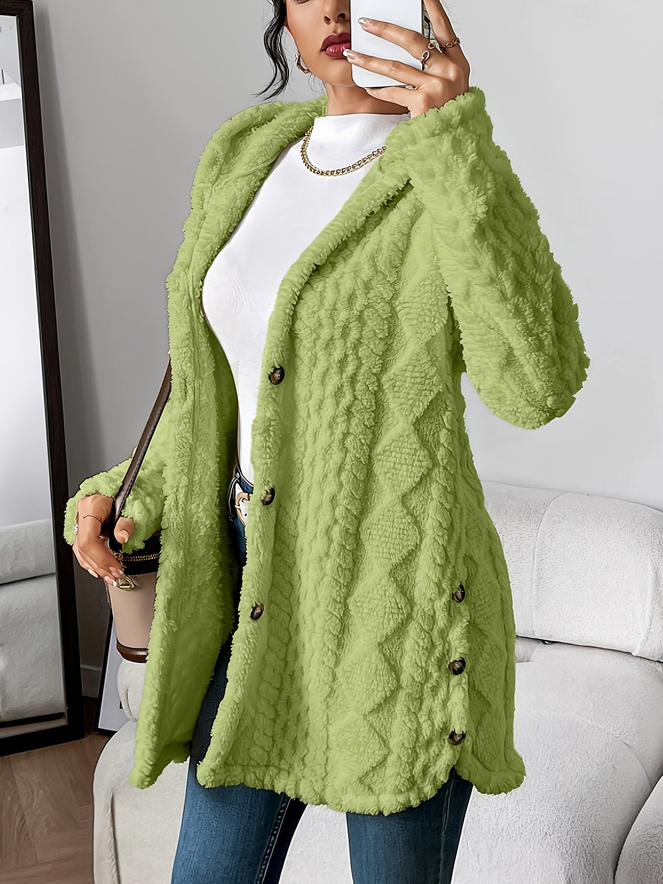 Fleur™ | Cardigan Doublé en Peluche, Élégance Confortable