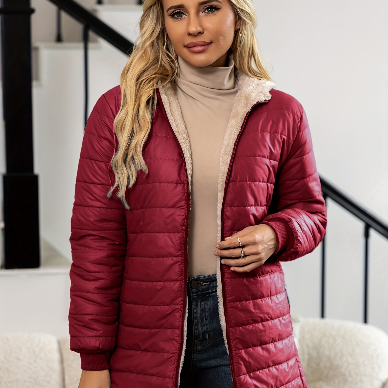 Sophia™ | Veste doudoune matelassée doublée sherpa