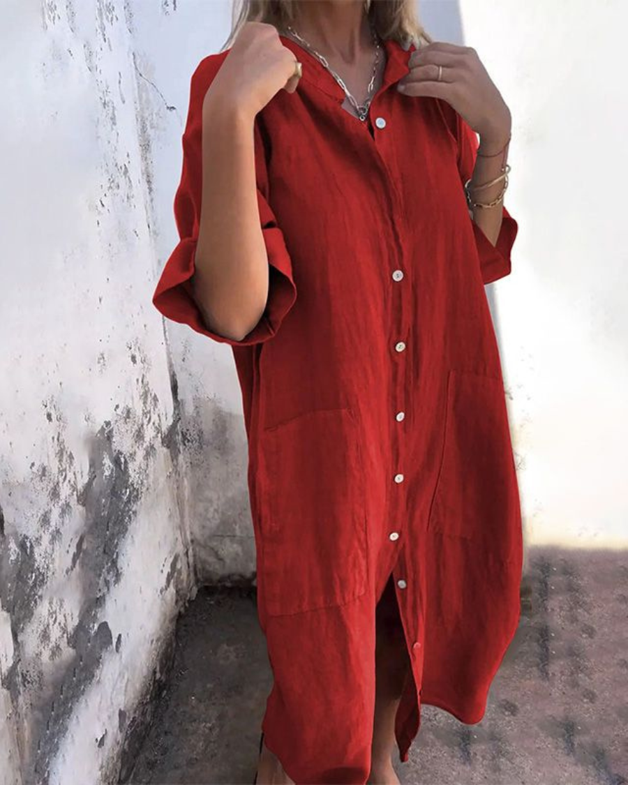 Javani™ | Robe Chemise Décontractée En coton et lin