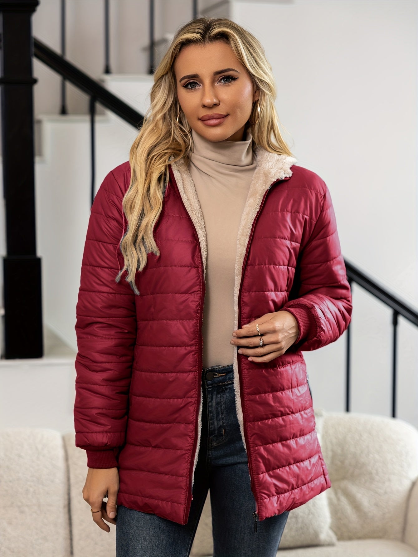Sophia™ | Veste doudoune matelassée doublée sherpa