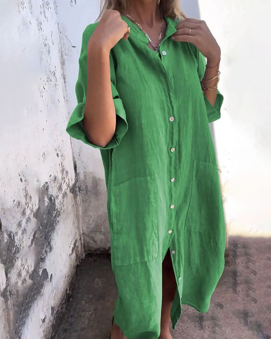 Javani™ | Robe Chemise Décontractée En coton et lin