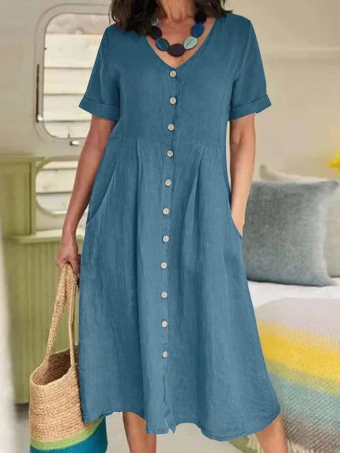 Feina™ | Robe Élégante Lin & Coton