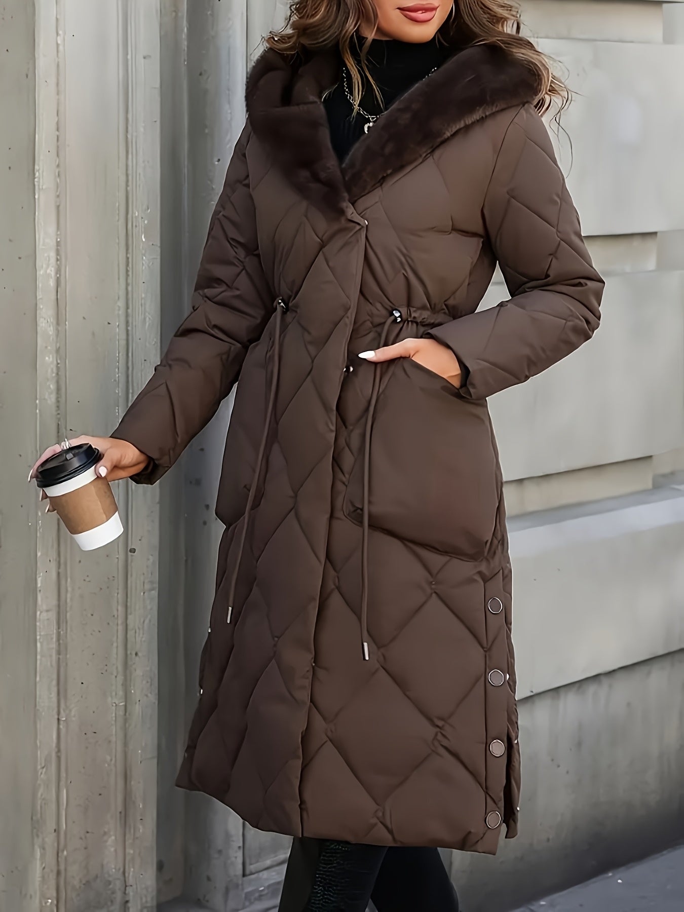 Axelle™ | Veste Puffer Longue Matelassée en Fausse Fourrure