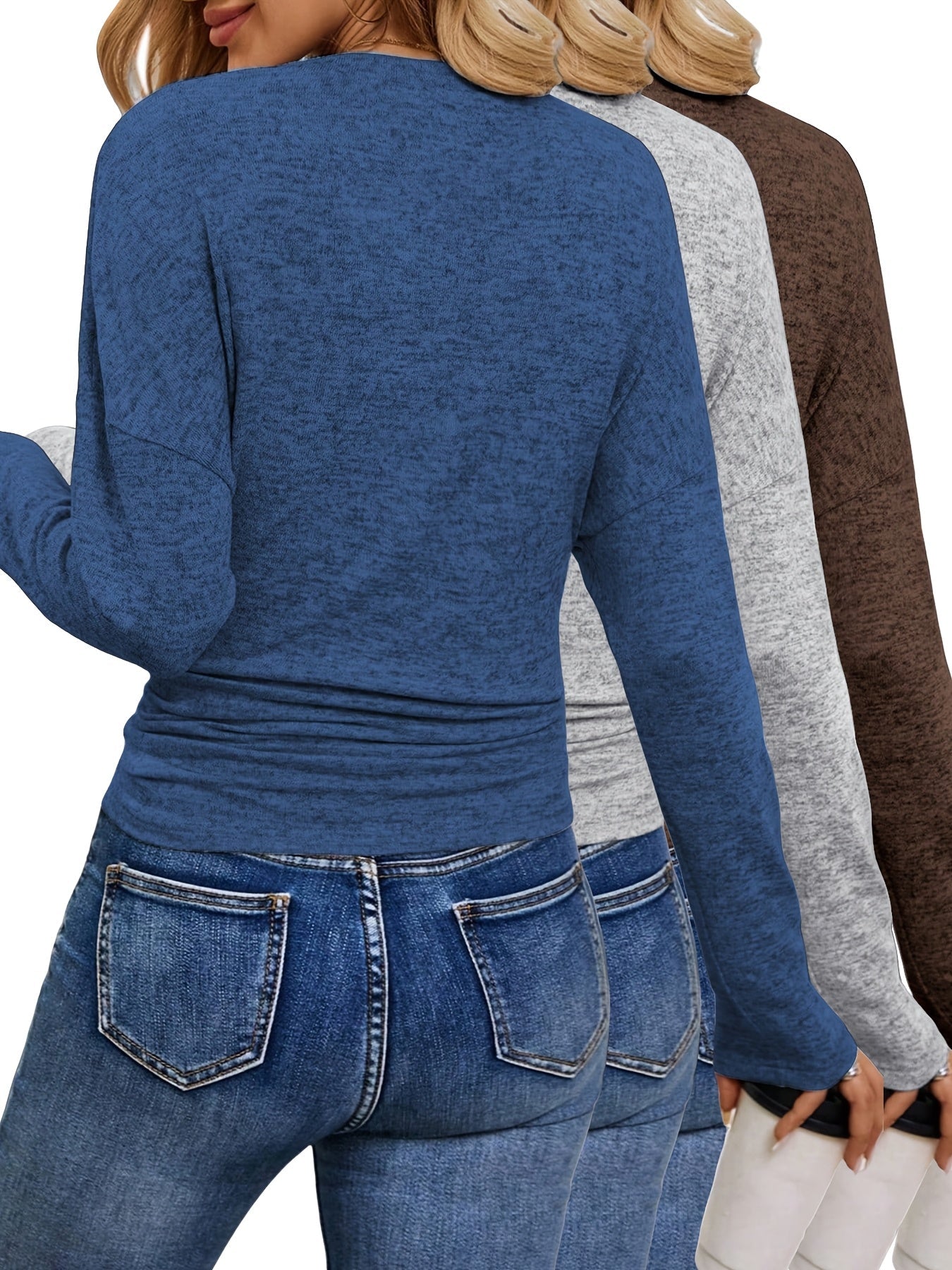 Maura™ | T-shirt V-Neck Doux et Extensible | Pack de 3 Couleurs