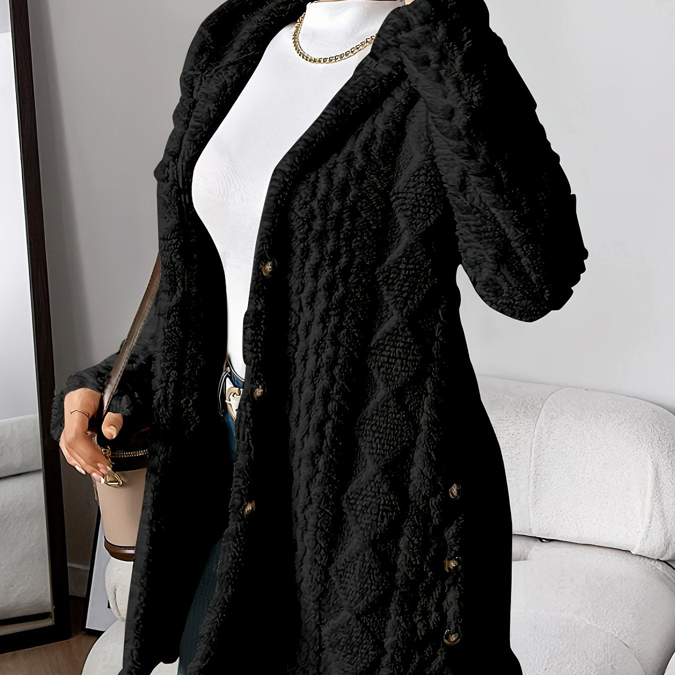 Fleur™ | Cardigan Doublé en Peluche, Élégance Confortable