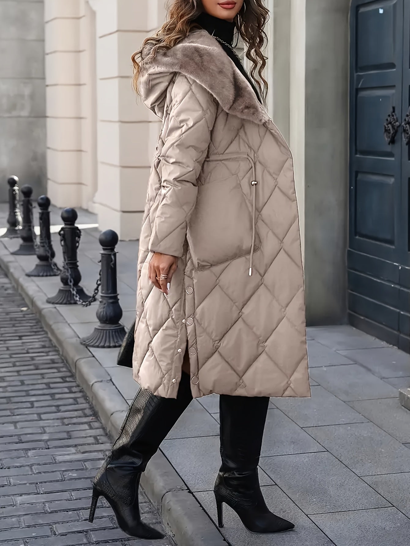 Axelle™ | Veste Puffer Longue Matelassée en Fausse Fourrure