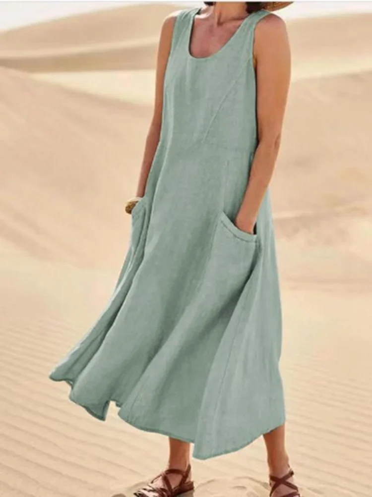 Naysi™ | Robe Élégante en Lin et Coton