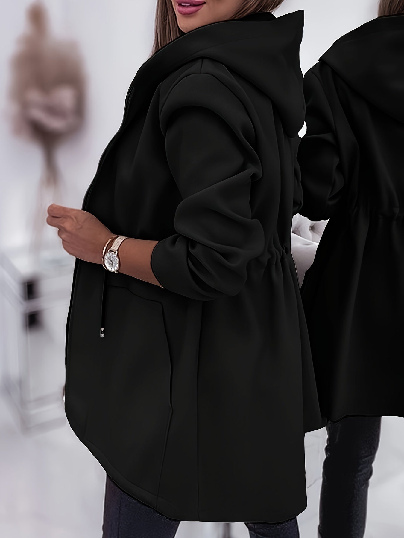 Valentina™ | Veste Longue Zippée à Capuche Ajustable