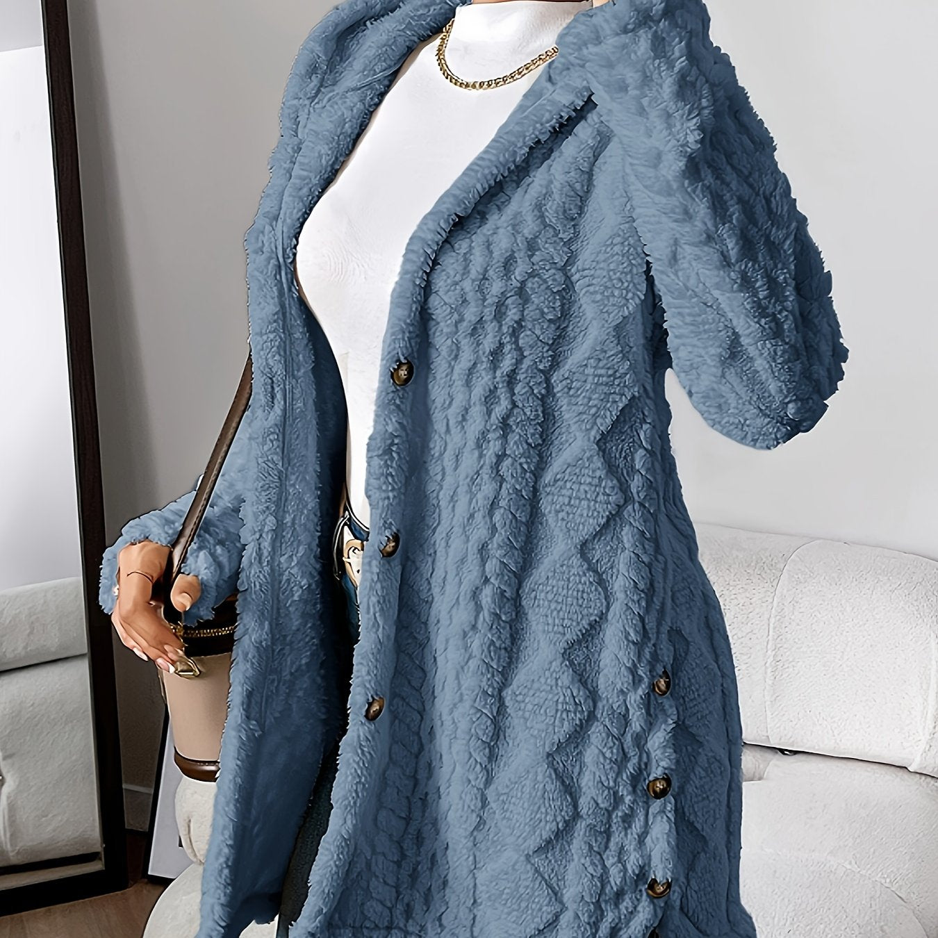 Fleur™ | Cardigan Doublé en Peluche, Élégance Confortable