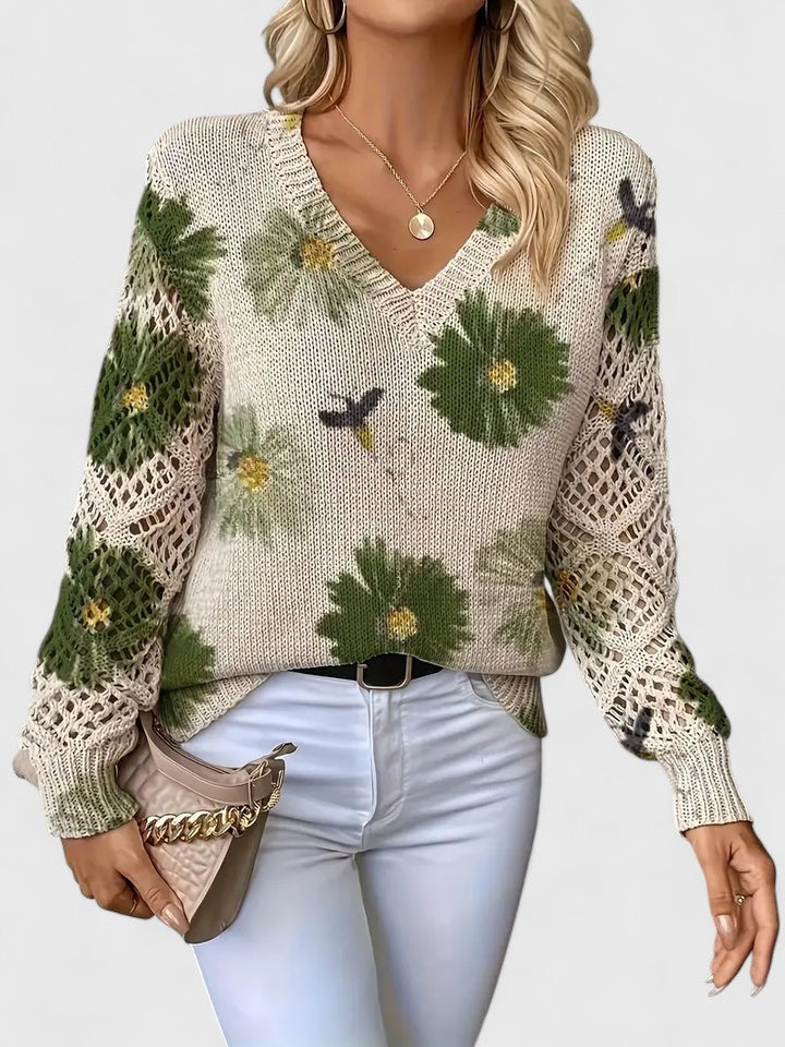 Tristana™ | Pull Élégant en Coton Floral