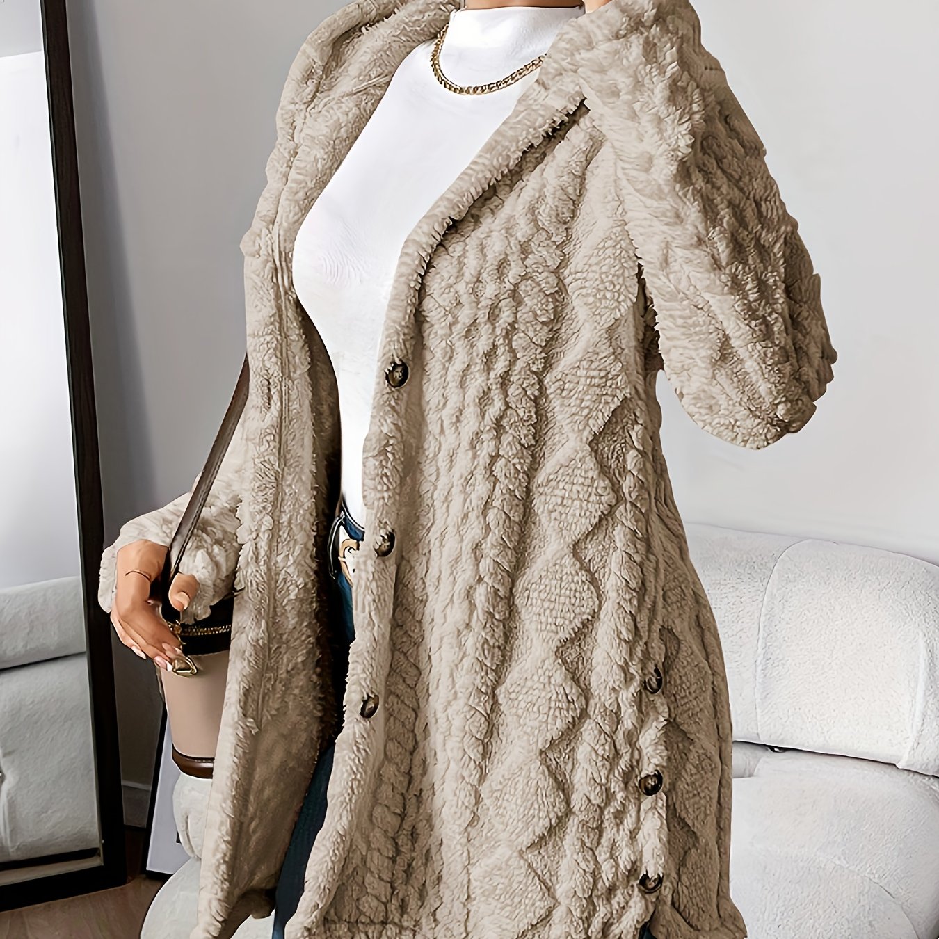 Fleur™ | Cardigan Doublé en Peluche, Élégance Confortable