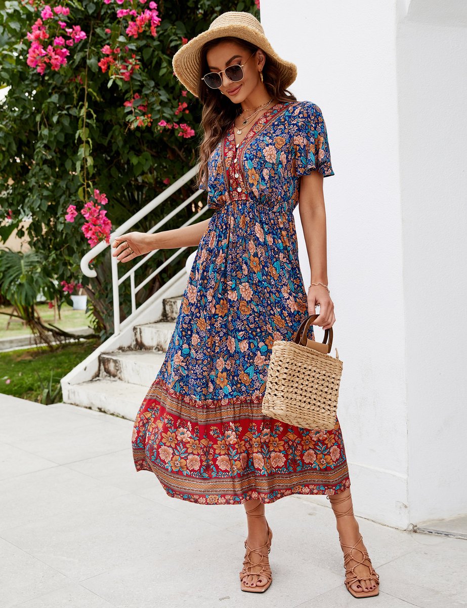 Enora™ | Robe Midi Fleurie