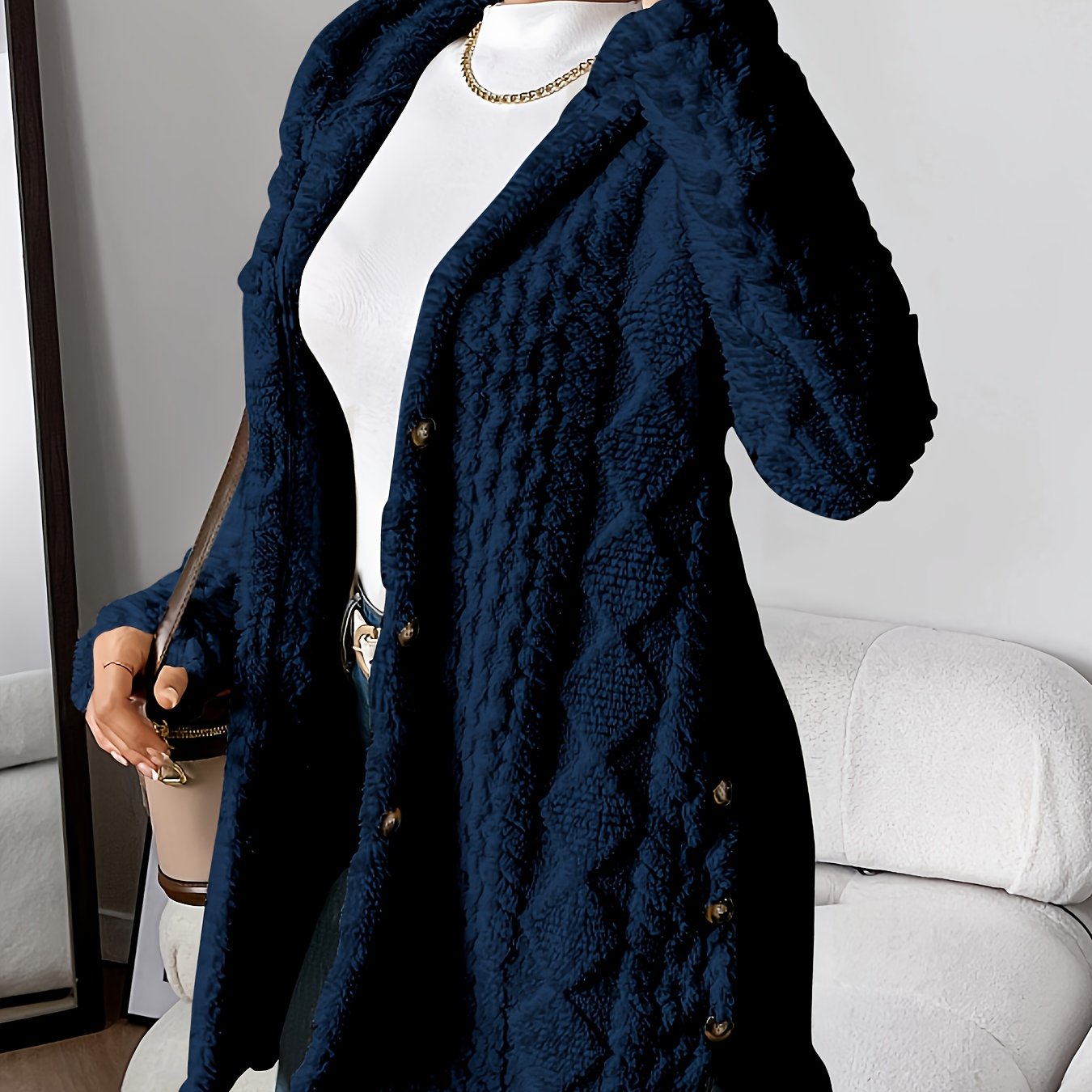 Fleur™ | Cardigan Doublé en Peluche, Élégance Confortable