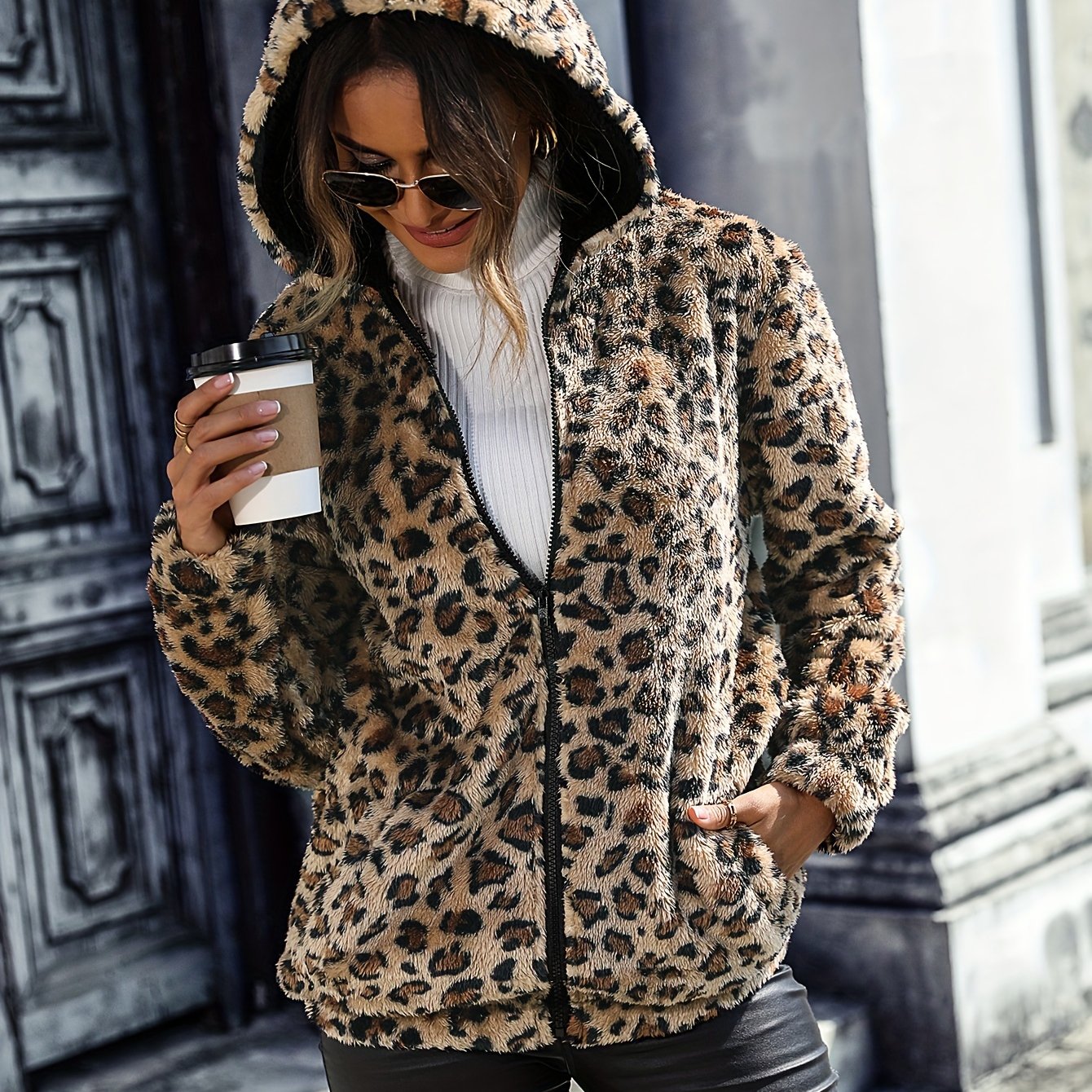 Leopa™ | Manteau Teddy à capuche avec fermeture éclair