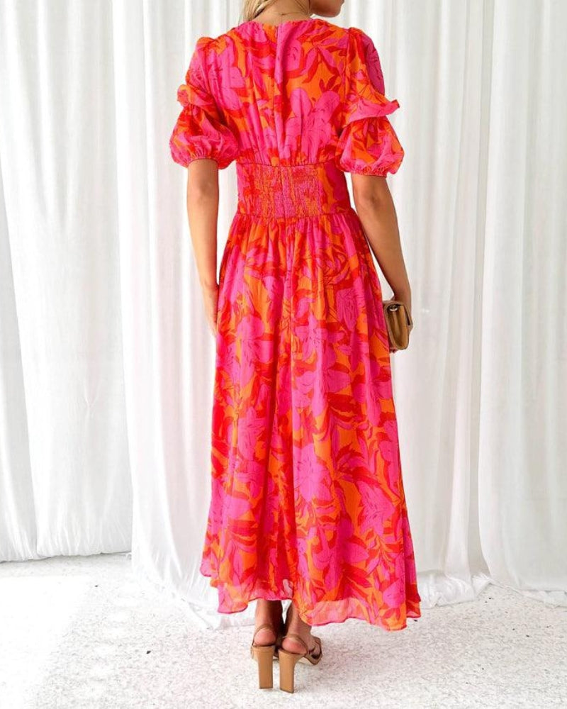 Derana™ | Robe Maxi Élégante en Rouge Rose