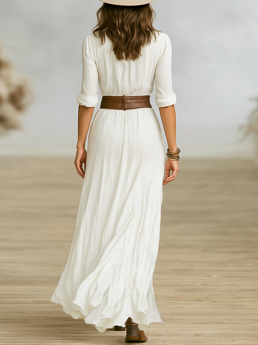 Lillia™ | Robe Maxi Élégante en Lin