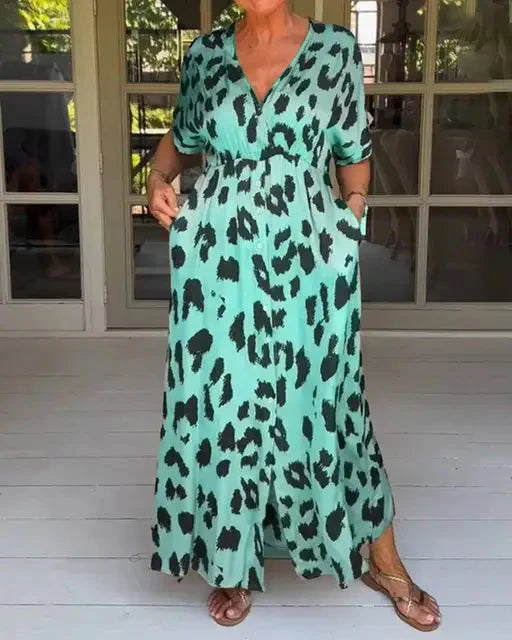 Janice™ | Robe maxi léopard