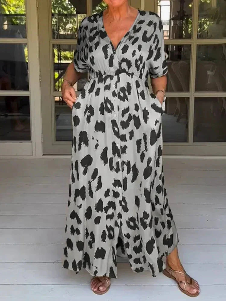 Janice™ | Robe maxi léopard