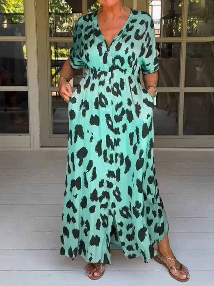 Janice™ | Robe maxi léopard