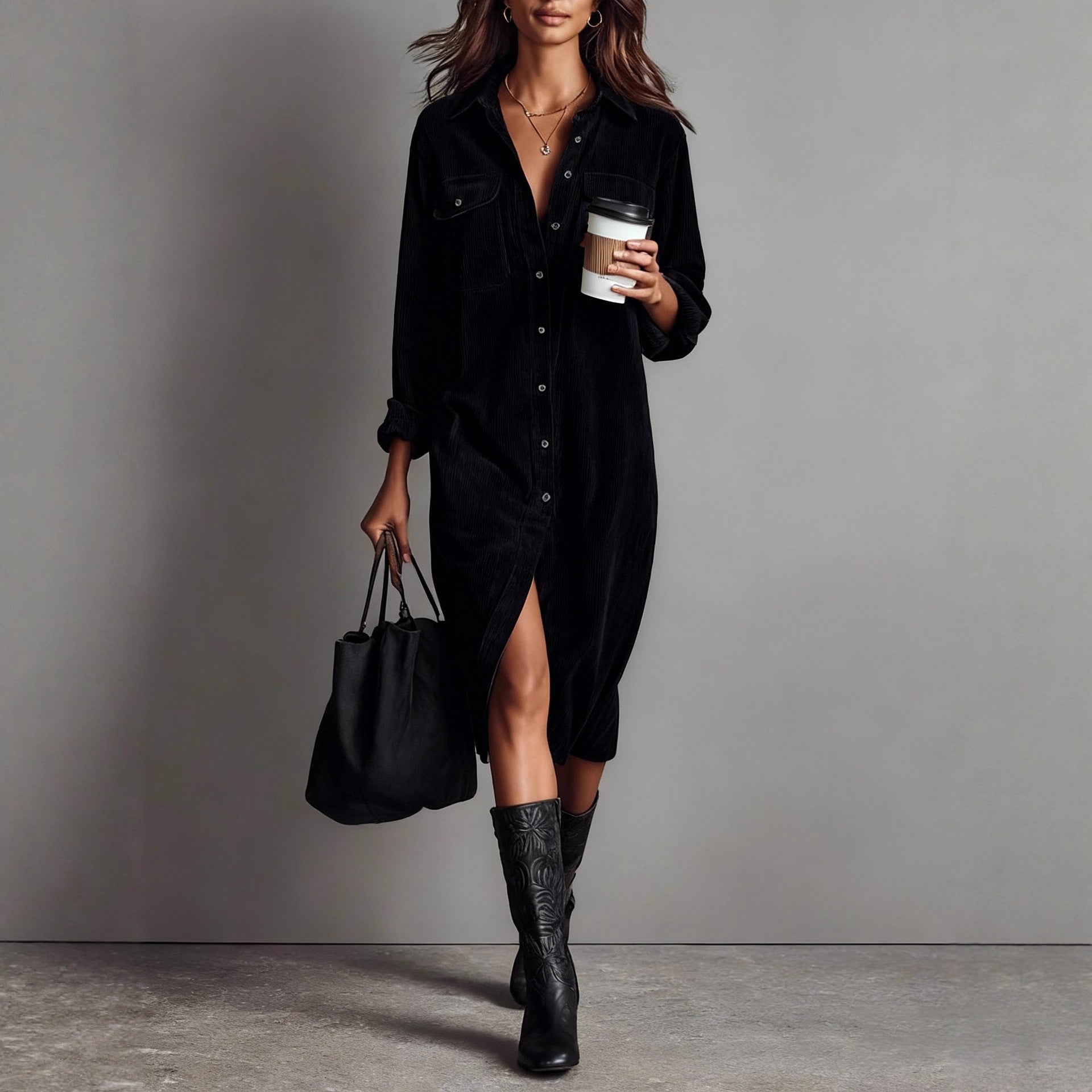 Rosamund™ | Robe Élégante en Tissu Côtelé