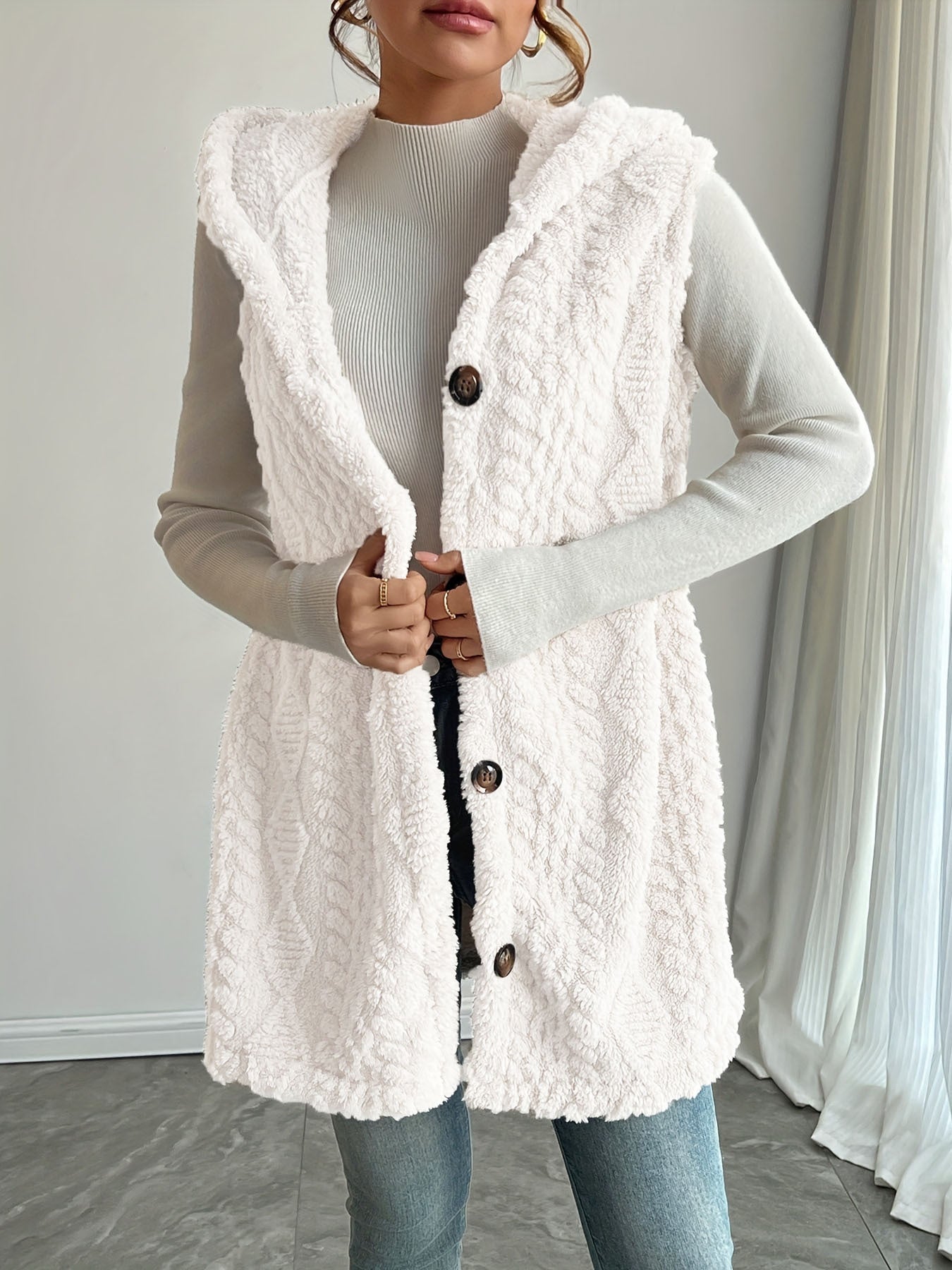 Laetitia™ | Gilet sans manches à capuche texturé