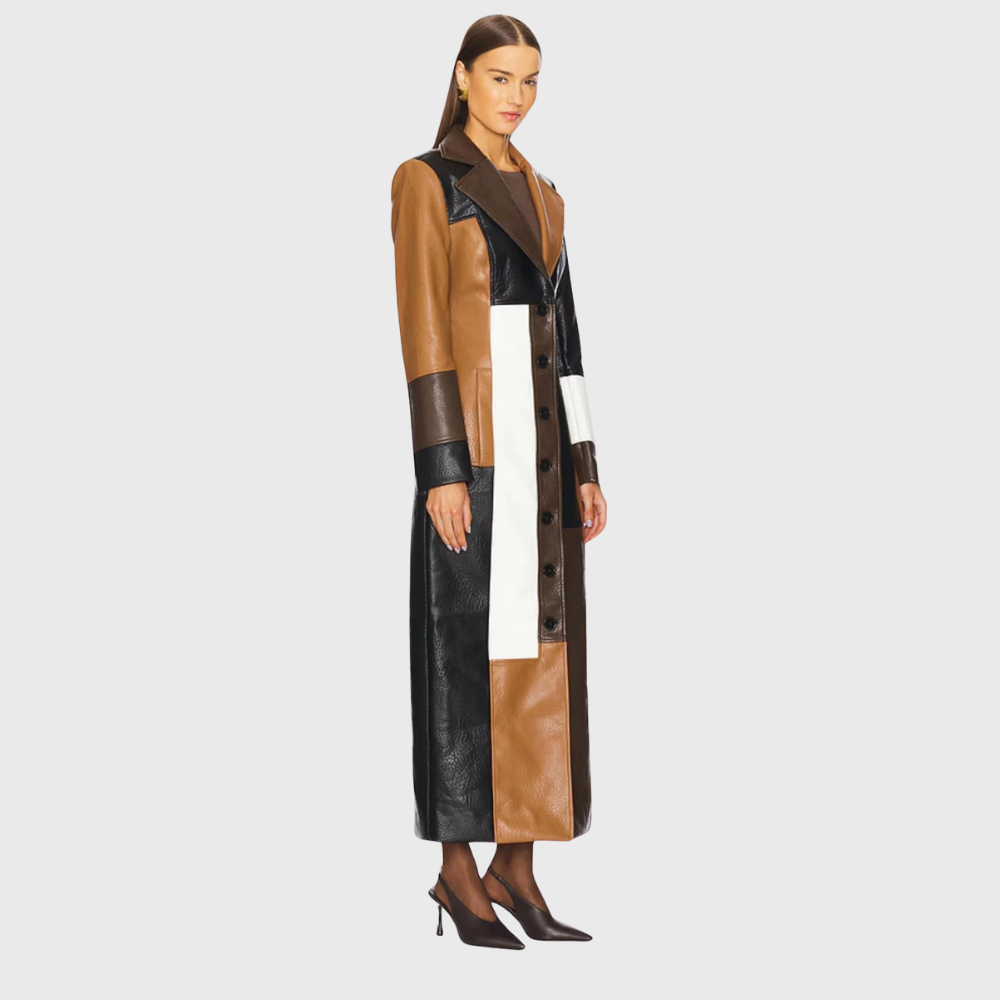 Elodie™ | Manteau Trench Long à Revers Colorblock