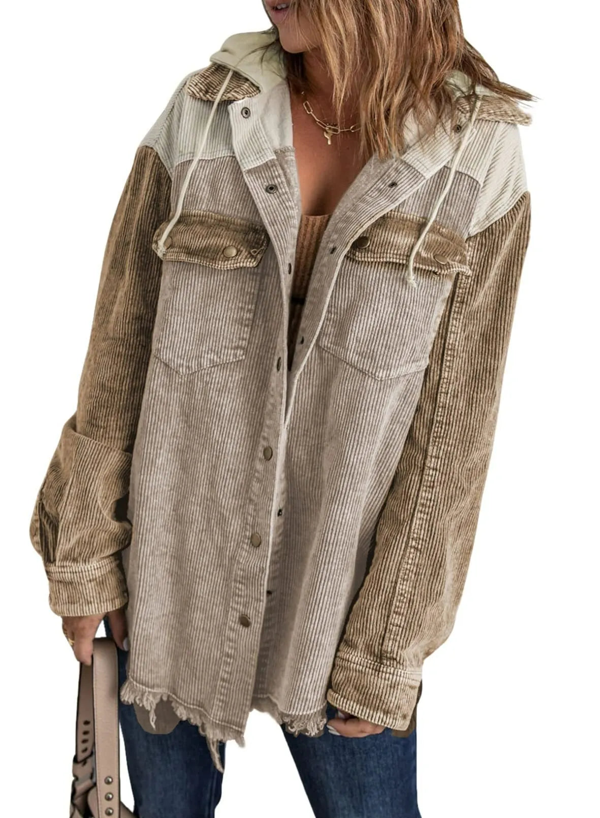 Pomi™ | Veste en Velours Côtelé Tricolore
