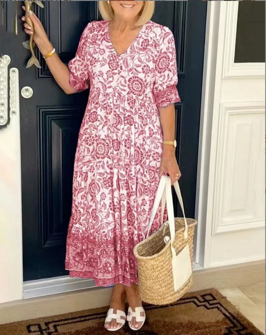 Pamela™ | Robe Élégante à Fleurs en V