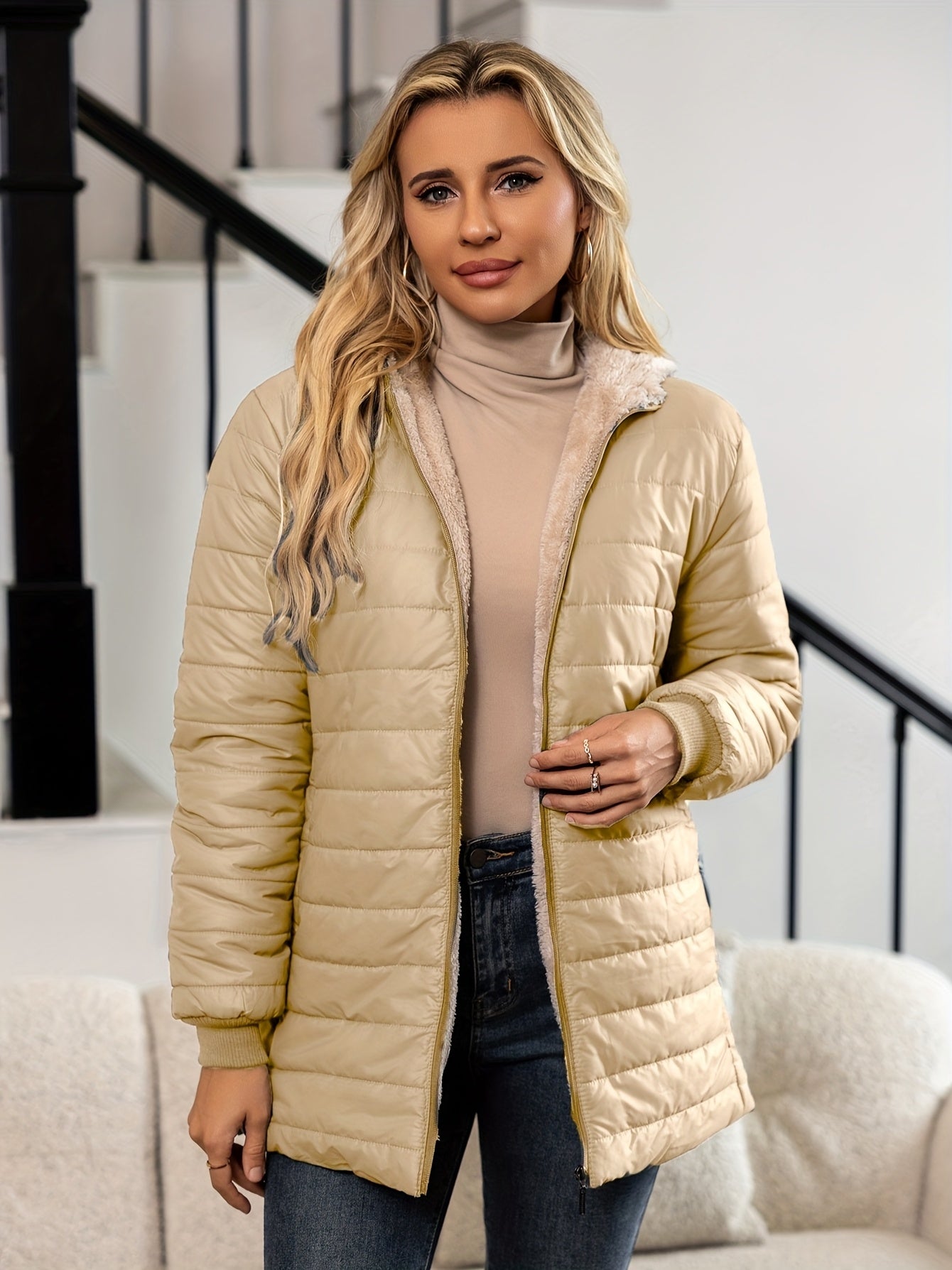 Sophia™ | Veste doudoune matelassée doublée sherpa