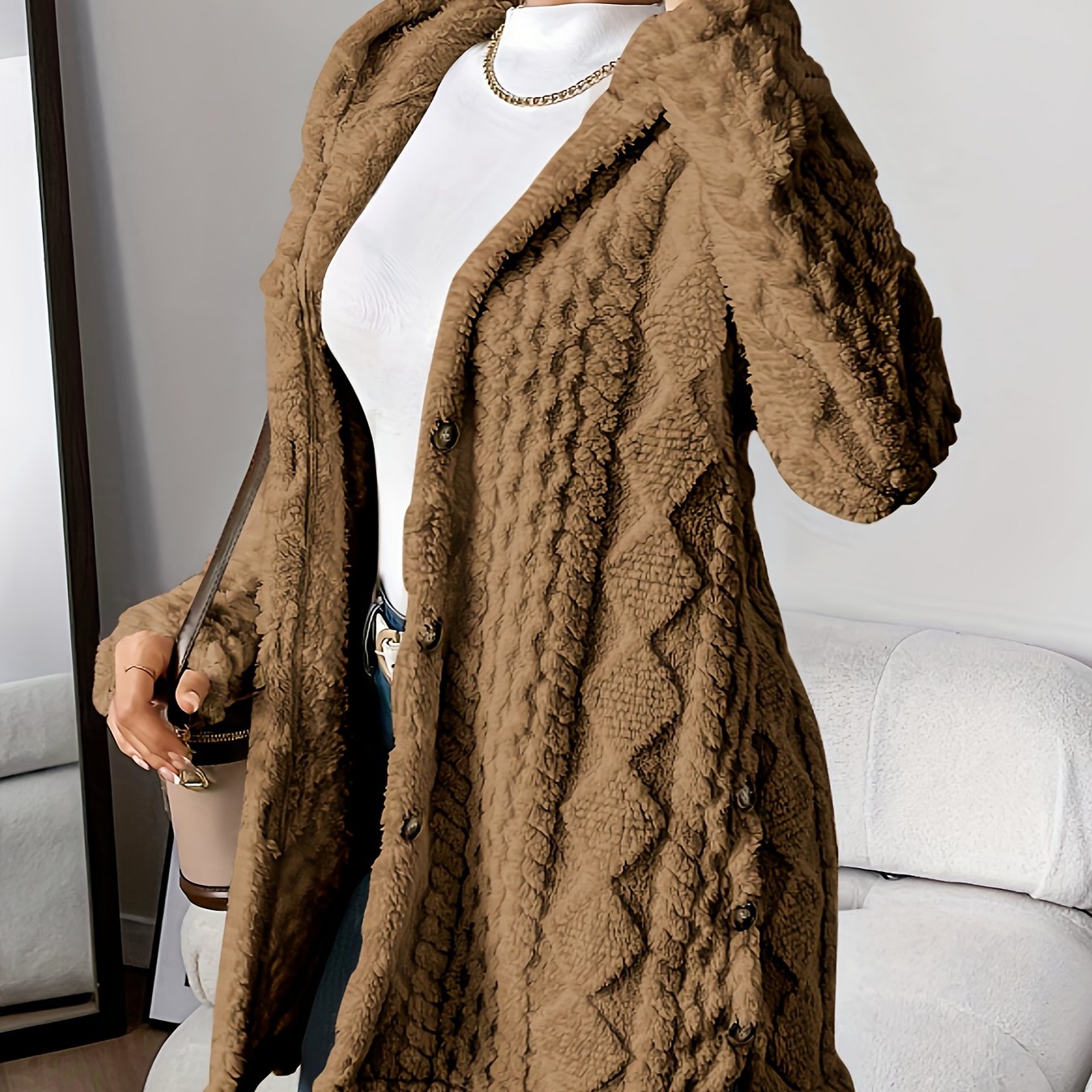 Fleur™ | Cardigan Doublé en Peluche, Élégance Confortable