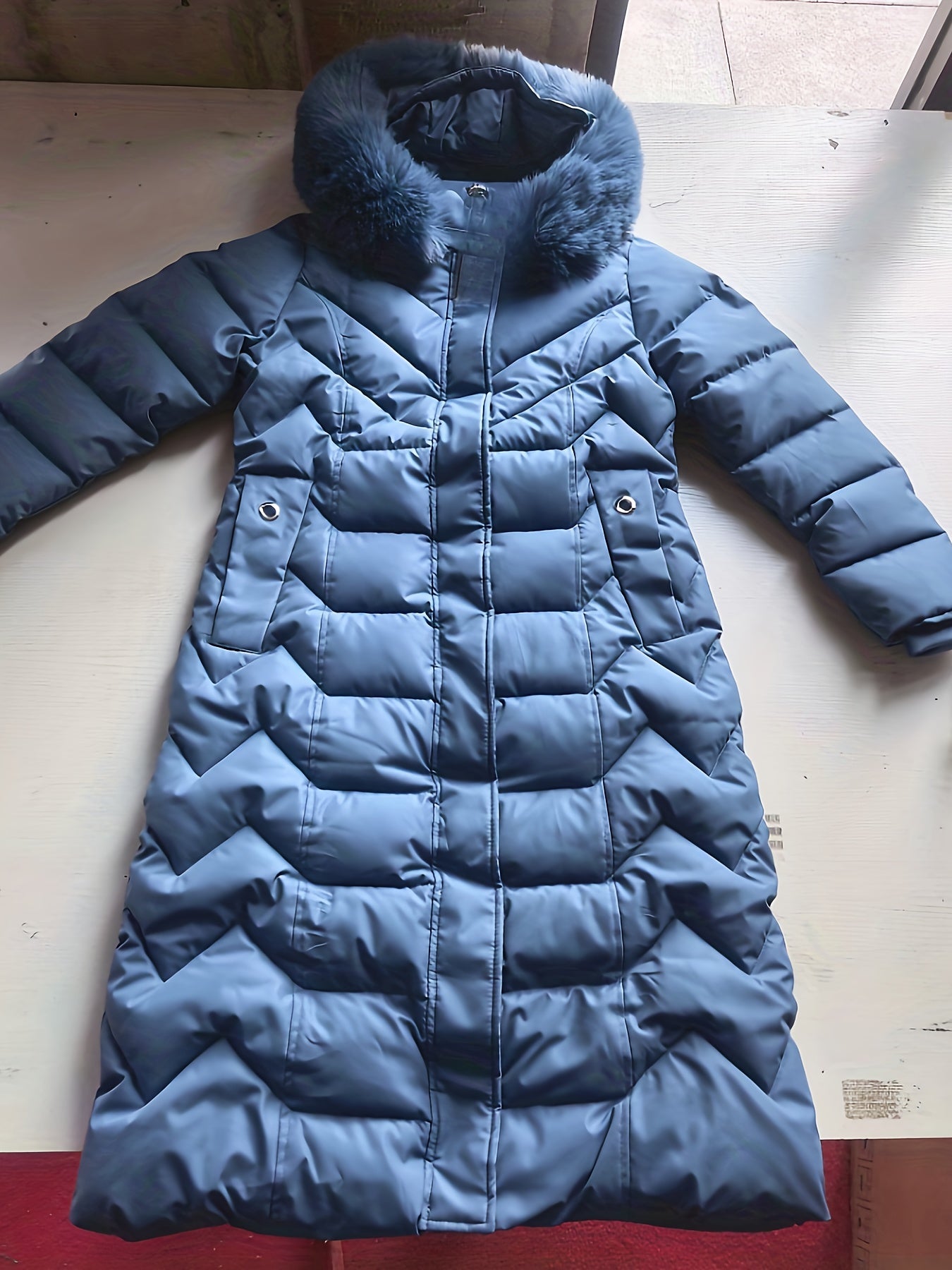 Perrine™ | Manteau doudoune long à col fausse fourrure