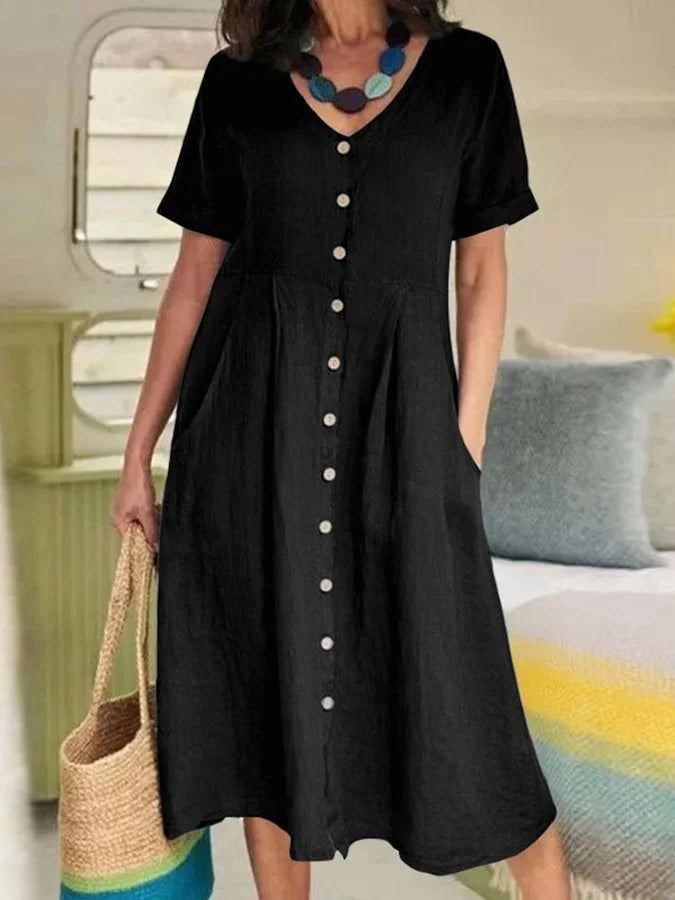 Feina™ | Robe Élégante Lin & Coton