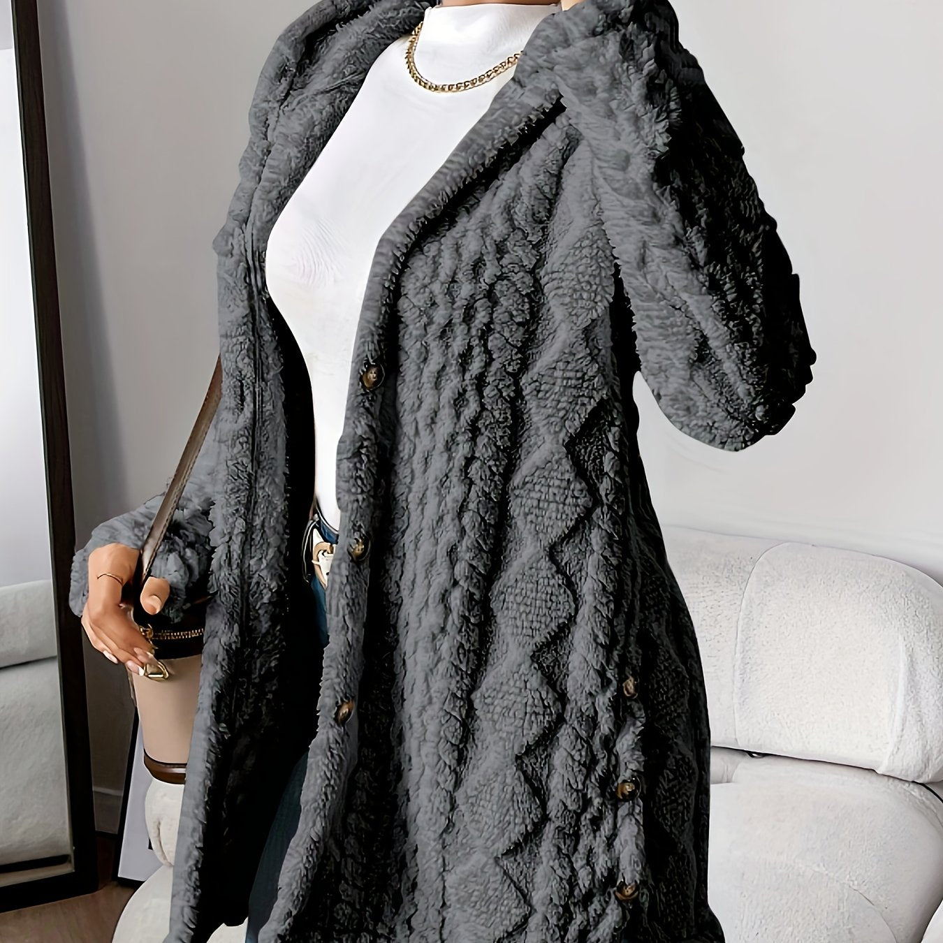 Fleur™ | Cardigan Doublé en Peluche, Élégance Confortable