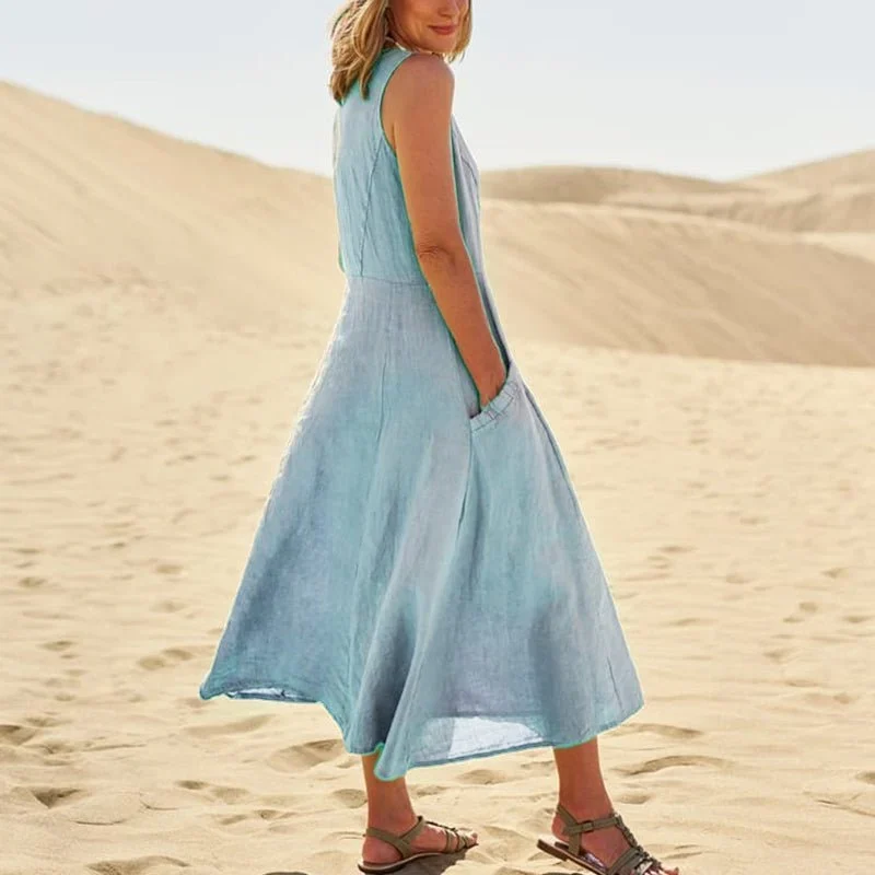 Naysi™ | Robe Élégante en Lin et Coton