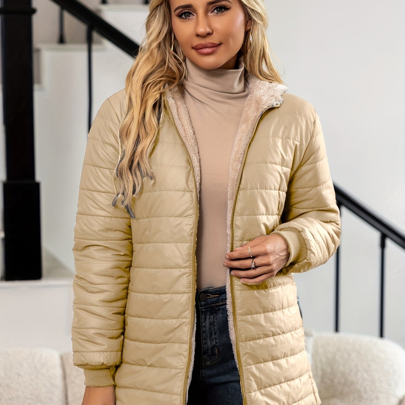 Sophia™ | Veste doudoune matelassée doublée sherpa