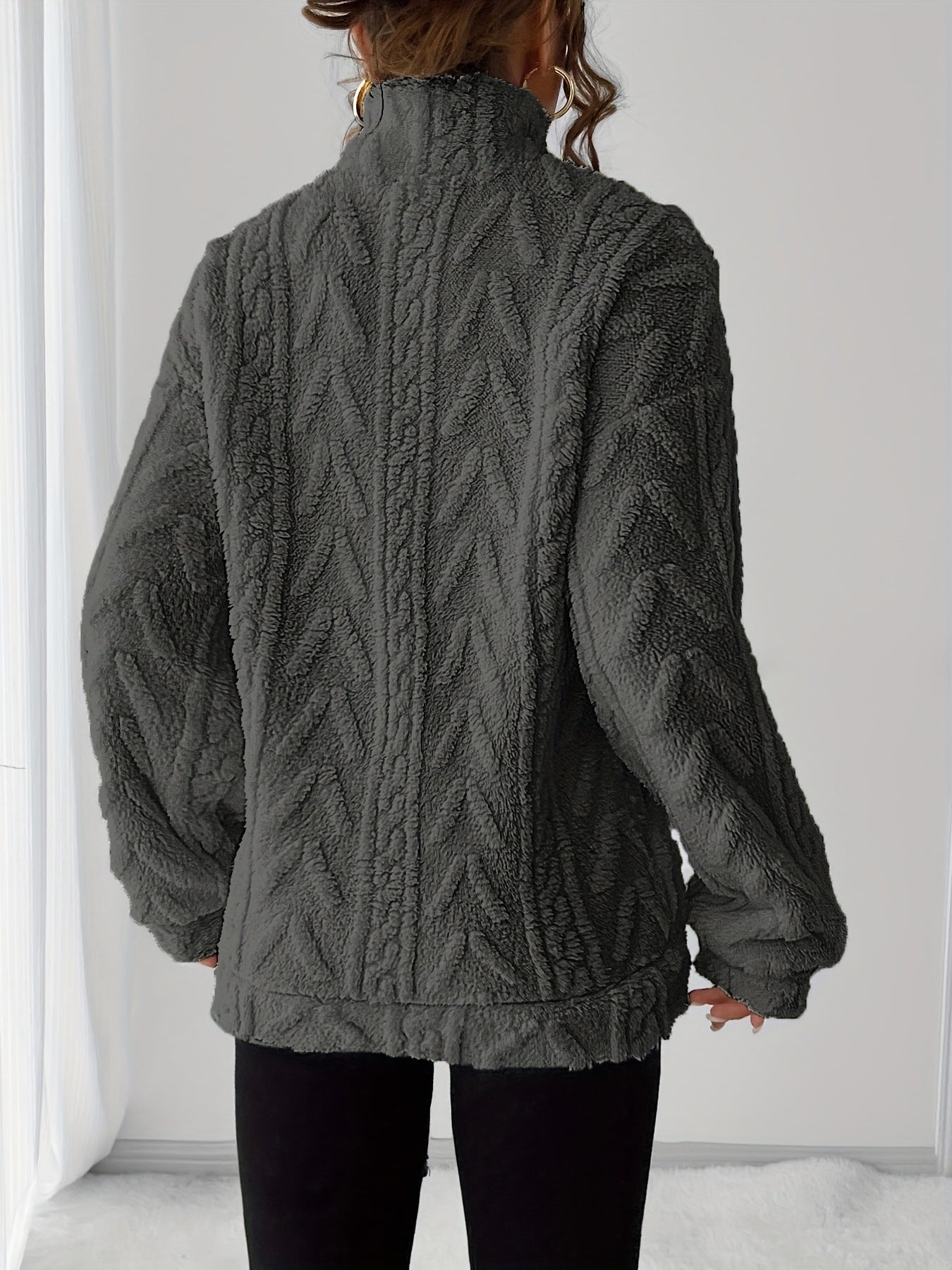 Charline™ | Sweat sherpa demi-zip col montant