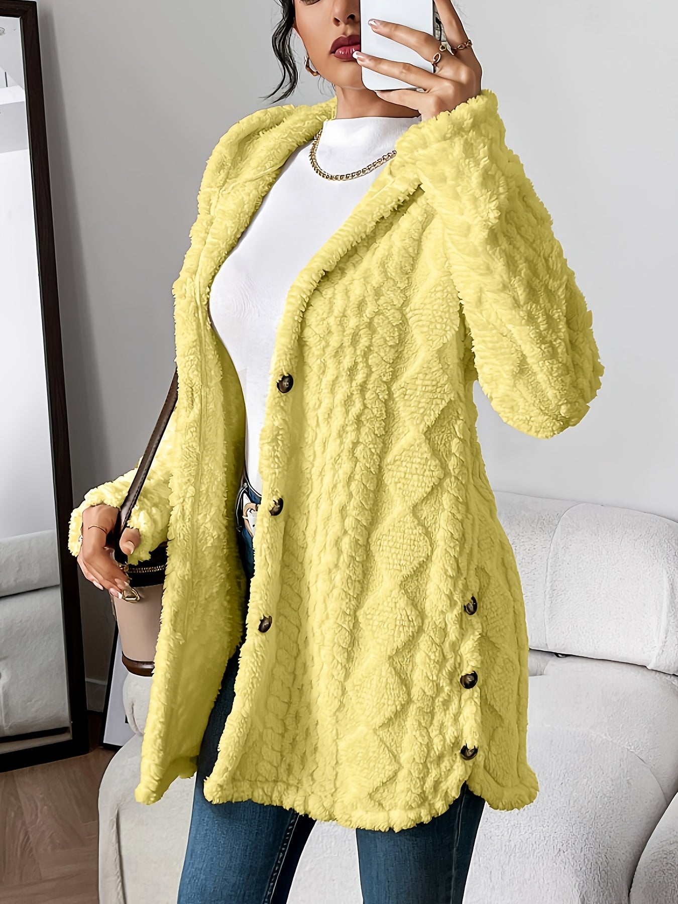 Fleur™ | Cardigan Doublé en Peluche, Élégance Confortable