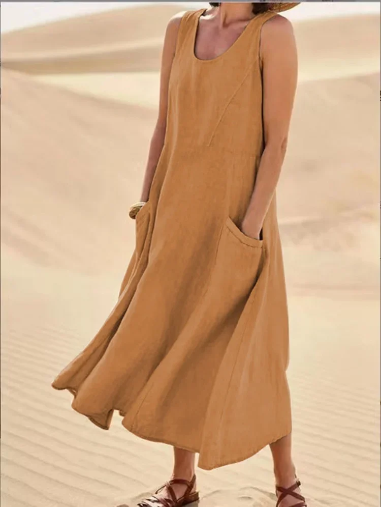 Naysi™ | Robe Élégante en Lin et Coton