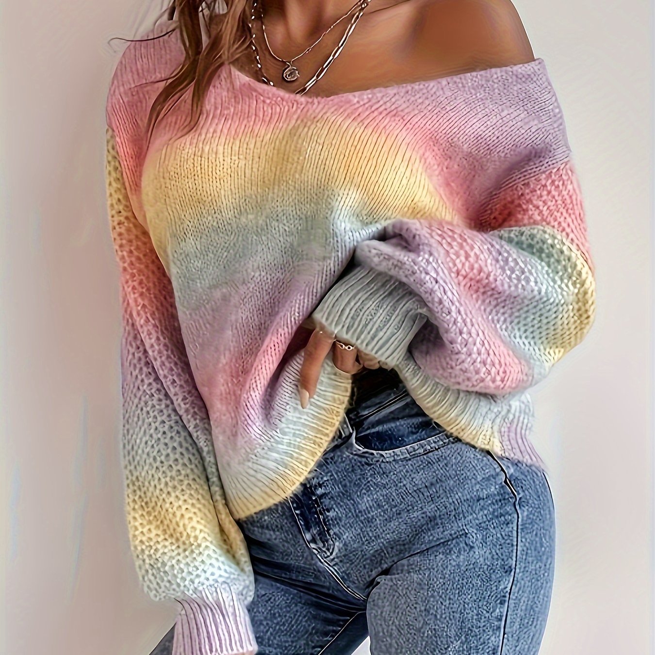 Lilou™ | Pull Décontracté à Col en V, Élégance Colorée